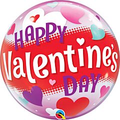 22" Happy Valentines Day Hearts Bubble Balloon