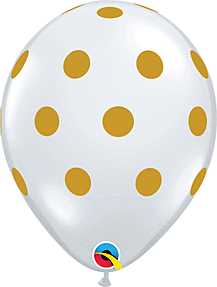 11" Qualatex Big Polka Dots Latex - Clear with Gold Ink