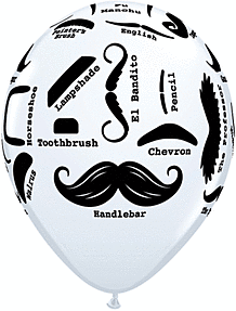 11" Qualatex  Mustache Styles - White