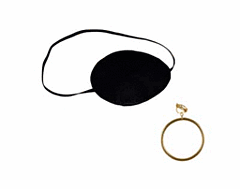 Pirate Eye Fabric Patch And Gold Earring