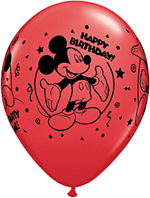 11" Qualatex Mickey Happy Birthday Assorted