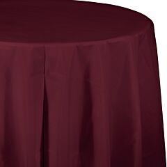 82" Plastic Round Table Cover - Burgundy