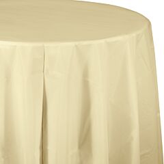 82" Plastic Round Table Cover - Ivory