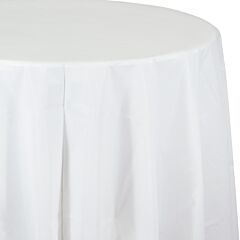 82" Plastic Round Table Cover - White