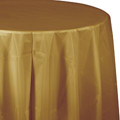82" Plastic Round Table Cover - Glittering Gold
