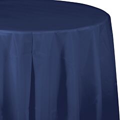 82" Plastic Round Table Cover - Navy