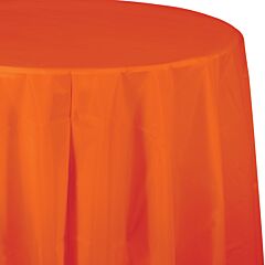 82" Plastic Round Table Cover - Sunkiss Orange