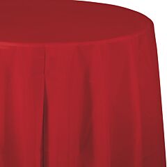 82" Plastic Round Table Cover - Classic Red