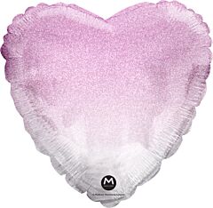 17" Pink Ombre Crackled Heart