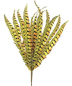 22" Faux Feather Bush - Yellow & Rust