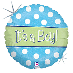 18" Spots Dots Baby Boy Holographic