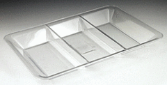 9.5" X 14" 3-Compartment Tray - Clear