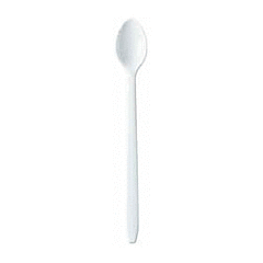 White 8" Plastic Soda Spoon 20/50