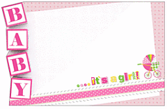 Enclosure Card - It's a Girl Baby Blocks & Carriage
