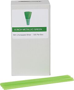 8" Slim Unwrapped Green Straw